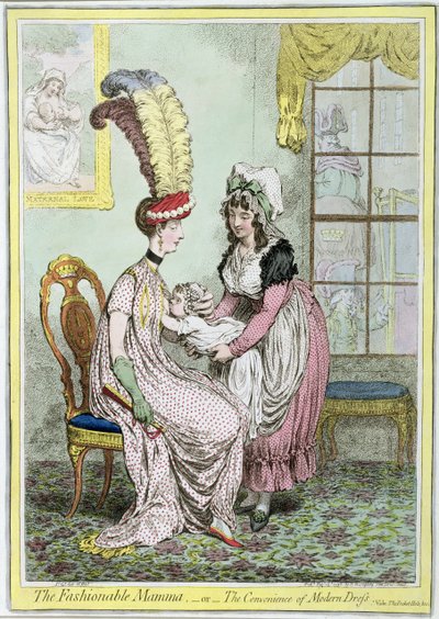 1796年出版的《时尚妈妈》，即《现代装扮的便利》（彩色版画） 作者 詹姆斯·吉里
