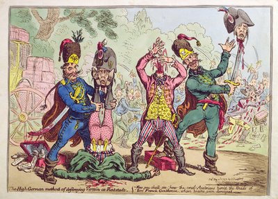 汉娜-汉弗莱于 1799 年在 Rat-Stadt 出版的《德国消灭害虫的方法》（蚀刻版画和水彩版画） 作者 詹姆斯·吉里