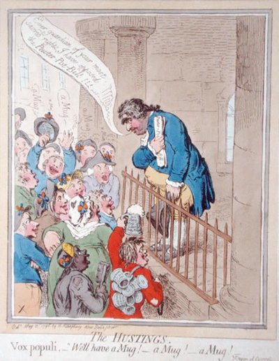 Hustings》，汉娜-汉弗莱于1796年出版（手绘蚀刻版）。 作者 詹姆斯·吉里