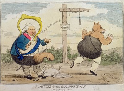 水壶Hoot the Potridge-Pot，由PJ Leatherhead于1782年出版（手工蚀刻） 作者 James Gillray
