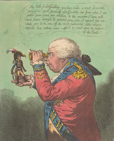 The King of Brobdingnag and Gulliver.-Vide.斯威夫特的《格列佛》：前往布罗布丁那的航行......，1803年6月26日。 作者 詹姆斯·吉里