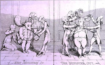 大臣在-大臣在》，威廉-汉弗莱于1782年出版（蚀刻画）。 作者 詹姆斯·吉里