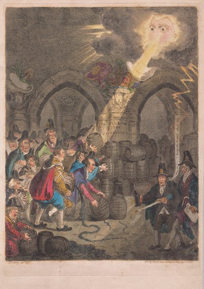 酒吧的支柱，酒吧。 1835年（手工彩色雕刻） 作者 James Gillray