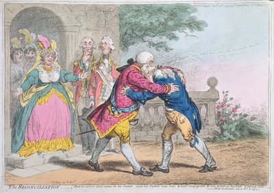 和解，由Hannah Humphrey出版，1804年（彩色蚀刻） 作者 James Gillray