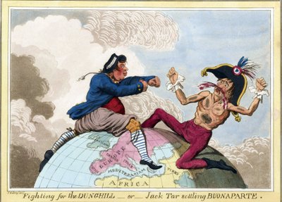 拿破仑-波拿巴（1769-1821 年）与邓吉尔或杰克-塔尔（代表英国海军士兵）之争 作者 詹姆斯·吉里