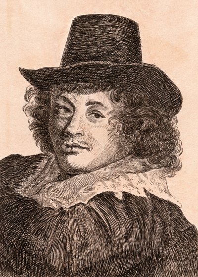 弗兰斯·哈尔斯（Frans Hals），来自“真实原创的着名画家肖像画像”，1817年出版，伦敦 作者 詹姆斯·吉尔丁