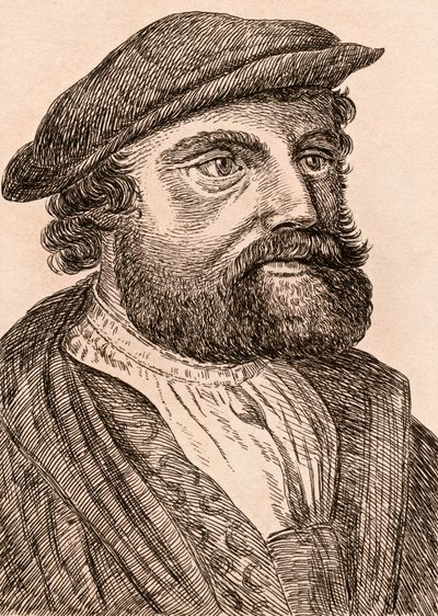 Hans Holbein the Younger，插图来自&39;真实原创的着名画家肖像&39;，于1817年在伦敦出版 作者 詹姆斯·吉尔丁