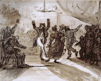 The Hunt Ball，c.1820（笔和棕褐色墨水和纸上洗） 作者 詹姆斯·格兰特