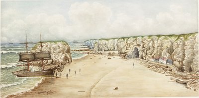 马斯登岩石搁浅（水彩，身体颜色和铅笔在纸上卡）） 作者 詹姆斯·亨利·克莱特