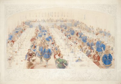 宴会，1839年（铅笔，wc和水粉在纸上） 作者 詹姆斯·亨利·尼克松