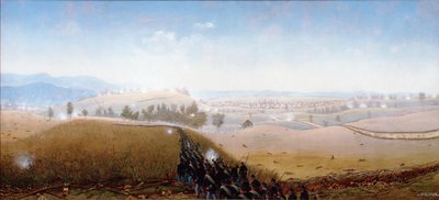 缅因州第七军在 "沉没之路 "上越过邦联士兵的尸体前进（布面油画） 作者 詹姆斯·霍普
