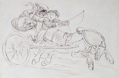 夫妇在一辆马拉着的战车（纸上的棕褐色墨水） 作者 詹姆斯·豪
