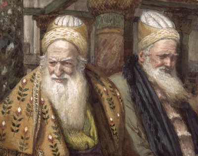 Annas和Caiaphas，“基督的生命”的插图，c.1886-94（纸板上的水粉和水粉） 作者 詹姆斯·雅克·约瑟夫·天梭