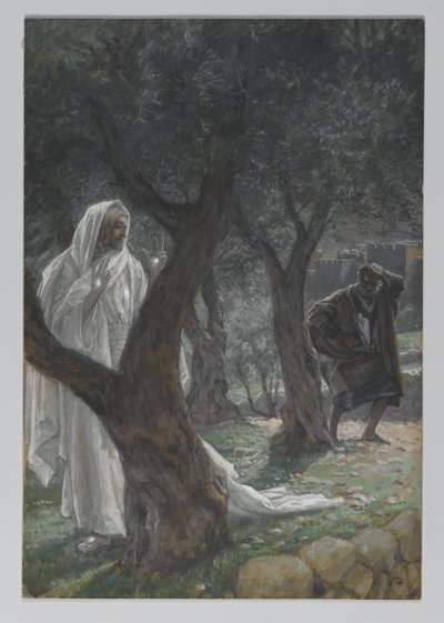我们的主对圣彼得的幻象，来自我们主耶稣基督生平的插图，1886-94（纸上有石墨） 作者 詹姆斯·雅克·约瑟夫·天梭