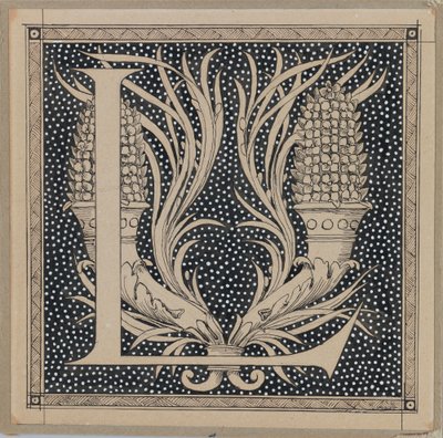 大写字母L，来自我们的主耶稣基督的生活的插图（墨水在纸上） 作者 詹姆斯·雅克·约瑟夫·天梭