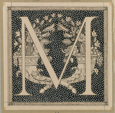 大写字母M，来自我们的主耶稣基督的生活的插图（墨水在纸上） 作者 詹姆斯·雅克·约瑟夫·天梭