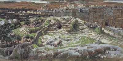 我们领主时代的各各他和圣墓，基督生平的插图，c.1886-94（纸板上的水粉和水粉） 作者 詹姆斯·雅克·约瑟夫·天梭
