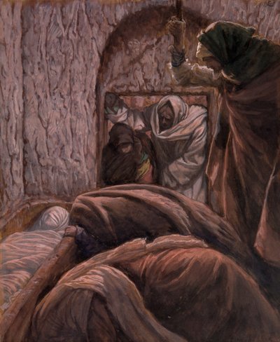 坟墓里的耶稣，基督生平的插图，c.1884-96（纸板上的水粉和水粉） 作者 詹姆斯·雅克·约瑟夫·天梭