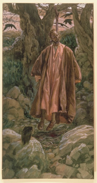 犹大挂了他自己，为基督的生活插图，c.1886-96（纸板上的水粉） 作者 詹姆斯·雅克·约瑟夫·天梭
