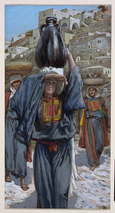 玛莎，基督生平的插图，c.1886-94（纸板上的水粉和水粉） 作者 詹姆斯·雅克·约瑟夫·天梭