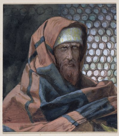 尼哥底母，基督生平的插图，c.1886-94（纸板上的水粉和水粉） 作者 詹姆斯·雅克·约瑟夫·天梭