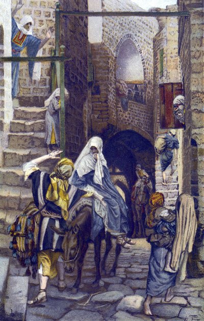 Saint Joseph Seeks a Lodging at Bethlehem - Saint Joseph Seeks a Lodging at Bethlehem - from "The Life of Our Lord Jesus Christ" - 1899 by James Tissot - Saint Joseph Seeks a Lodging at Bethleem - The Life of Our Lord Jesus Christ, by Jacques Joseph（Ja 作者 詹姆斯·雅克·约瑟夫·天梭