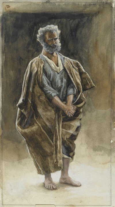 圣彼得，1886  -  94年我们的主耶稣基督的生活插图（纸上的石墨） 作者 詹姆斯·雅克·约瑟夫·天梭