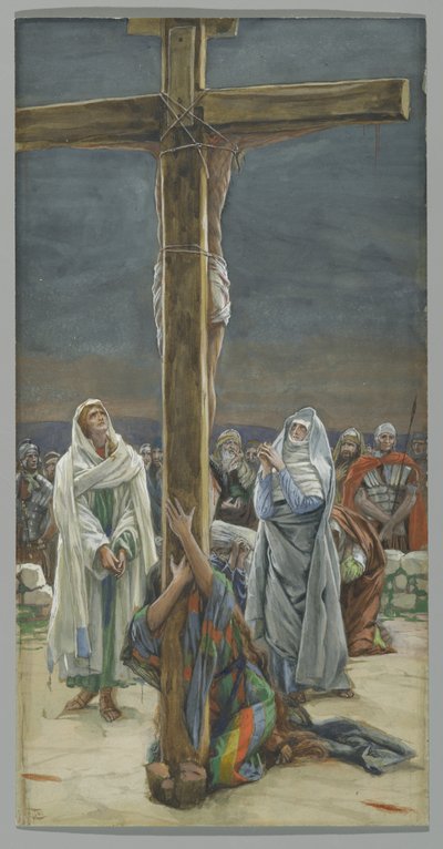 Stabat Mater。女人看到你的儿子，基督生平的插图，c.1884-96（纸板上的水粉和水粉） 作者 詹姆斯·雅克·约瑟夫·天梭
