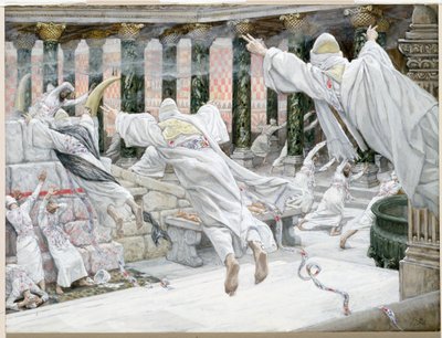 死者出现在圣殿里，为基督的生命画插图，c.1886-96（纸板上的水粉画） 作者 詹姆斯·雅克·约瑟夫·天梭
