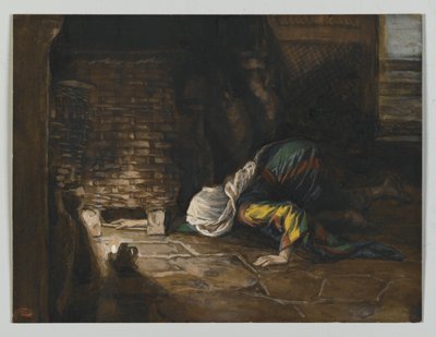 The Lost Drachma，来自我们的主耶稣基督的生活（纸上的石墨）（纸上的石墨上的wc） 作者 詹姆斯·雅克·约瑟夫·天梭