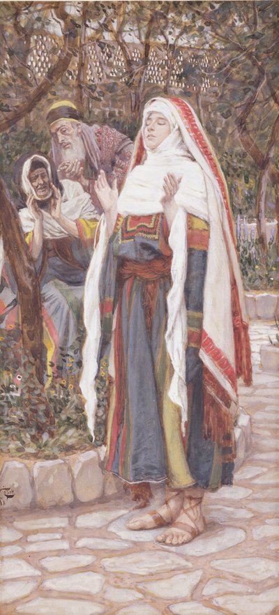 The Magnificat，“基督的生命”插图，c.1886-94（纸板上的水粉） 作者 詹姆斯·雅克·约瑟夫·天梭