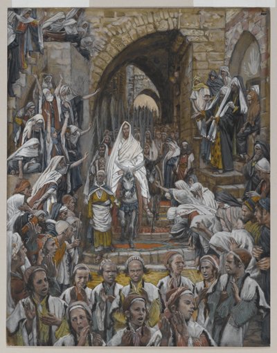 耶路撒冷街道上的游行，1886  -  94年我们的主耶稣基督的生活插图（纸上有石墨） 作者 詹姆斯·雅克·约瑟夫·天梭