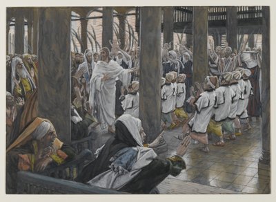 圣殿中的游行，来自我们的主耶稣基督的生命，1886-94（纸上的石墨） 作者 詹姆斯·雅克·约瑟夫·天梭