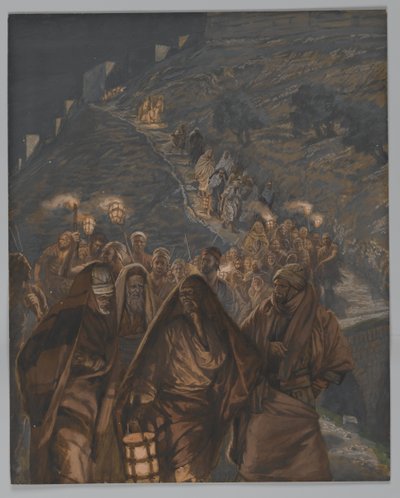 犹大的游行，从我们的主耶稣基督的生活中的插图，1886-94（纸上的石墨） 作者 詹姆斯·雅克·约瑟夫·天梭