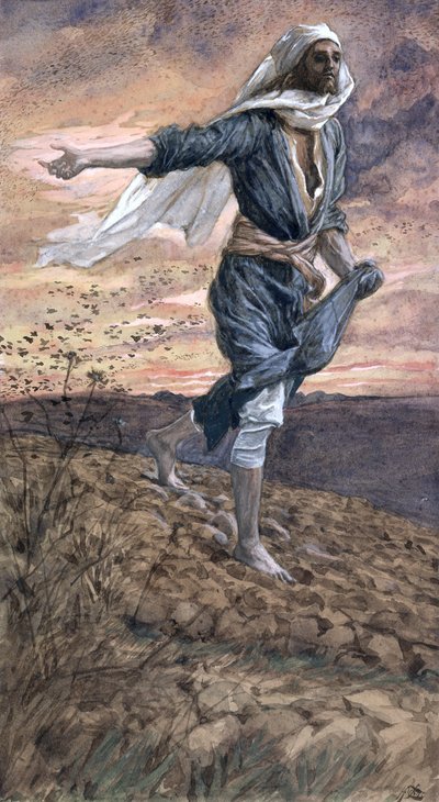 播种者，基督生平的插图，c.1886-94（纸板上的水粉和水粉） 作者 詹姆斯·雅克·约瑟夫·天梭