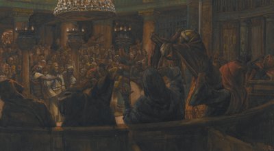 撕裂的斗篷 - 耶稣被犹太人谴责为死亡，1886年至1996年我们的主耶稣基督的生活插图（纸上有石墨） 作者 詹姆斯·雅克·约瑟夫·天梭