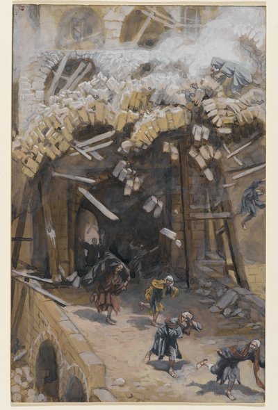 西罗亚的塔，从我们的主耶稣基督的生活，1886年至1996年的插图（wc石墨在纸上） 作者 詹姆斯·雅克·约瑟夫·天梭