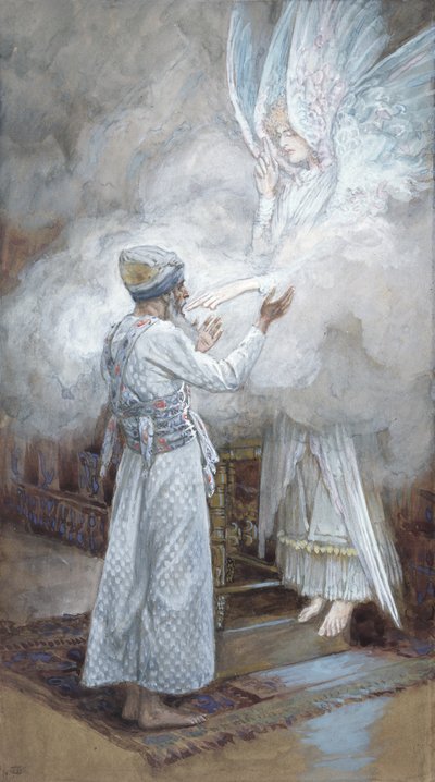 撒迦利亚的异象，基督生平的插图，c.1886-94（纸板上的水粉和水粉） 作者 詹姆斯·雅克·约瑟夫·天梭