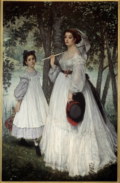 两姐妹或“公园里的肖像” 雅克·约瑟夫 (Jacques-Joseph) 天梭的画作 James Tissot (1836-1902) 作者 詹姆斯·雅克·约瑟夫·天梭