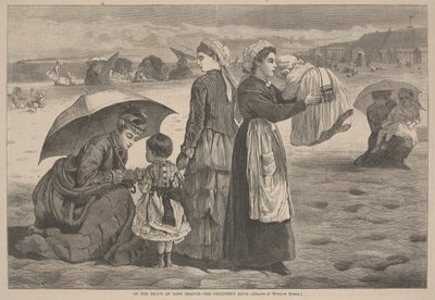 长枝海滩上-儿童节，1874年 作者 詹姆斯·L·朗里奇