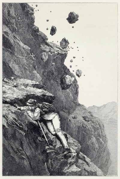 马特洪峰上的加农炮，来自1860-69年阿尔卑斯山间的漫游，出版。1871 作者 詹姆斯·马奥尼