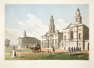 1798年都柏林蓝衣医院（手工彩色雕刻） 作者 James Malton