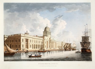 1792年都柏林海关大楼（手工彩色雕刻） 作者 James Malton