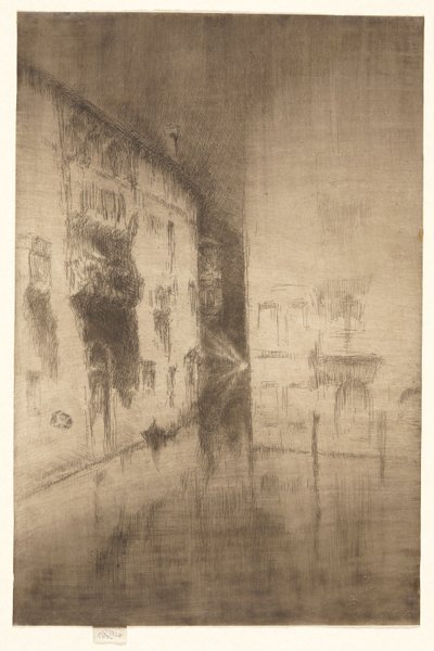 夜曲：宫殿，选自第二套威尼斯版画（一套二十六幅蚀刻版画） 作者 詹姆斯·阿博特·麦克尼尔·惠斯勒