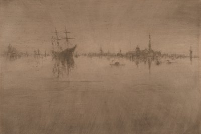 夜曲，选自威尼斯，十二幅蚀刻版画系列（"第一套威尼斯系列） 作者 詹姆斯·阿博特·麦克尼尔·惠斯勒