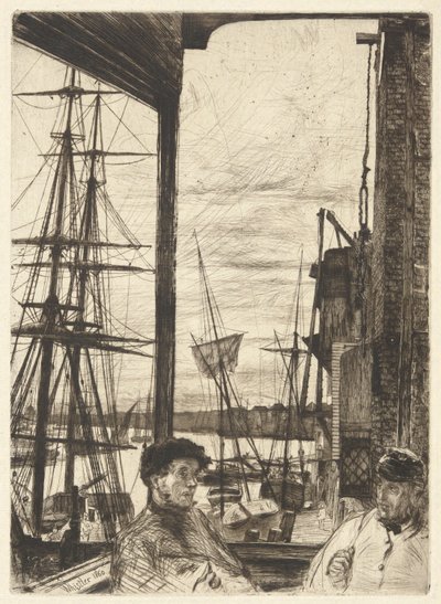 Rotherhithe（Wapping），选自《泰晤士套装》（泰晤士河风光及其他主题的十六幅蚀刻版画系列） 作者 詹姆斯·阿博特·麦克尼尔·惠斯勒