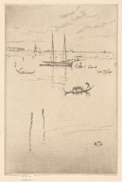 小泻湖》，选自《威尼斯第一集》（威尼斯，十二幅蚀刻版画系列） 作者 詹姆斯·阿博特·麦克尼尔·惠斯勒