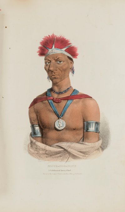 MAUCK-COOMAUN；一位著名的 Ioway 酋长，摘自《原住民作品集 作者 詹姆斯·奥托·刘易斯