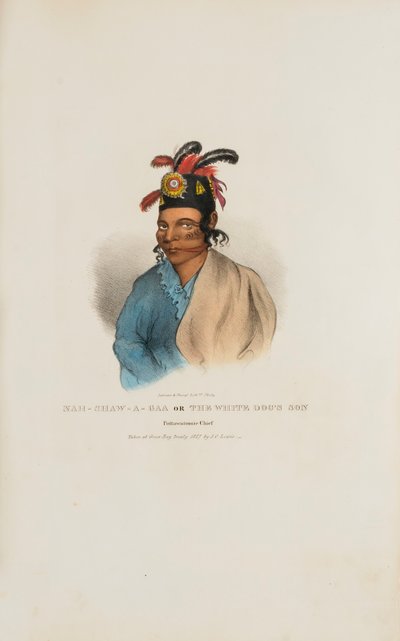 NAH-SHAW-A-GAA 白狗之子，波塔瓦托米酋长，选自《原住民作品集 作者 詹姆斯·奥托·刘易斯