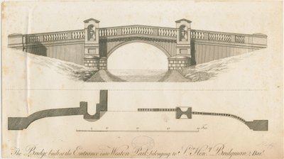 蜥蜴韦斯顿-韦斯顿公园入口处的桥：版画，[c 1765-1770] 作者 詹姆斯·潘恩